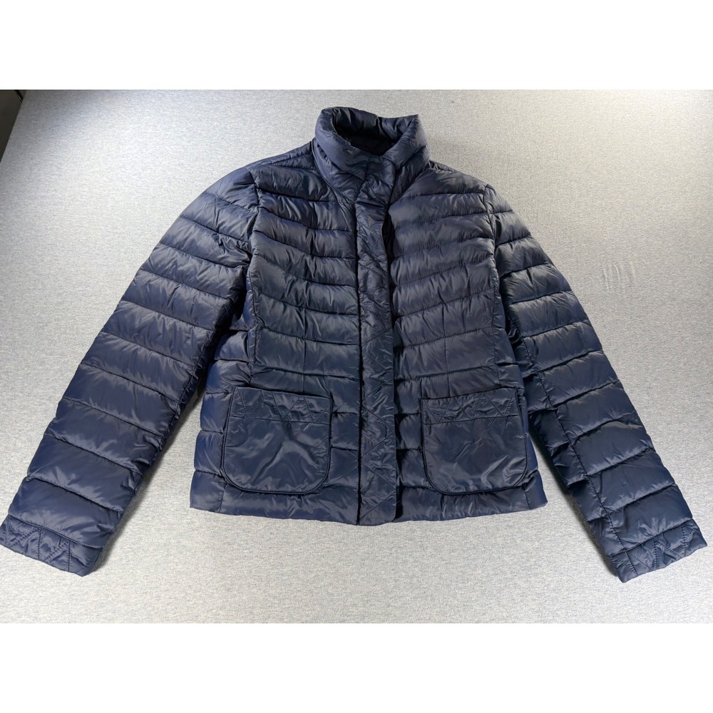 Lands End Womens Navy Blue Packable Down Puffer Jacket Coat Small 6-8